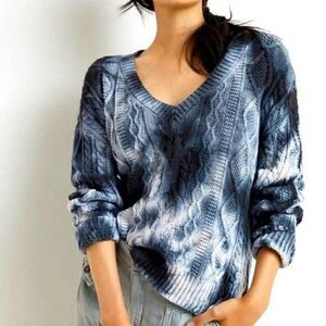 Anthropologie Pilcro Joni Tie Dye Cable Knit Hi Low Sweater